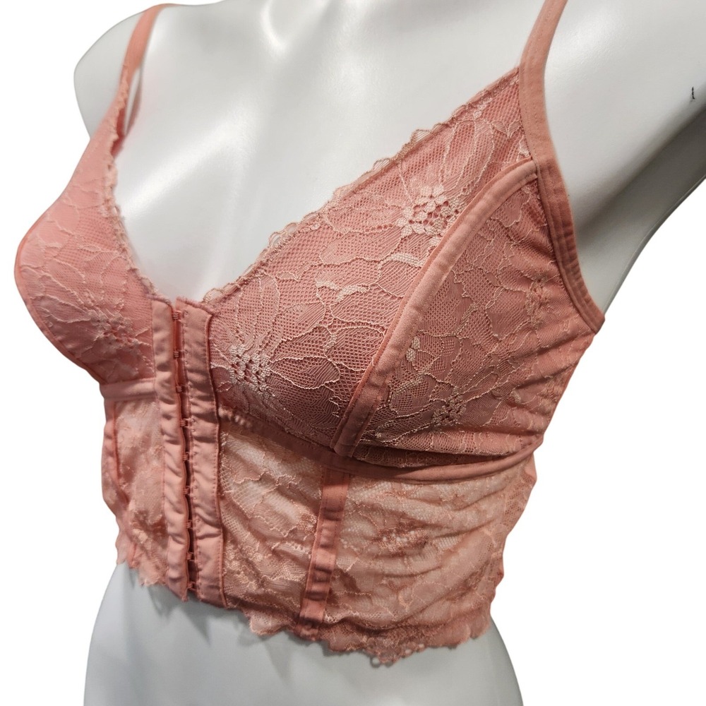 Colsie Lace Bralette Crop Top Hook Front Mesh Y2K Coquette Festival Loungewear M